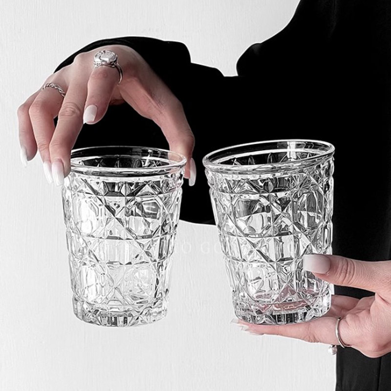 Wine Beer Whiskey - 빈티지 다이아몬드 패턴 서양 와인 잔,