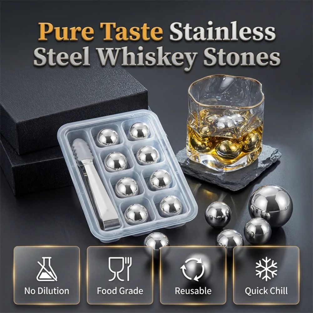 25mm 스테인리스 스틸 아이스 큐브 볼 재사용 가능한 - Whiskey Stone Set 리뷰 및 가격