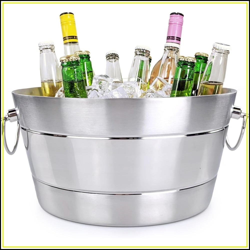 이중벽 스테인리스 스틸 아이스 버킷, 12QT 누수 방 - Wine Beer Images 리뷰 및 가격