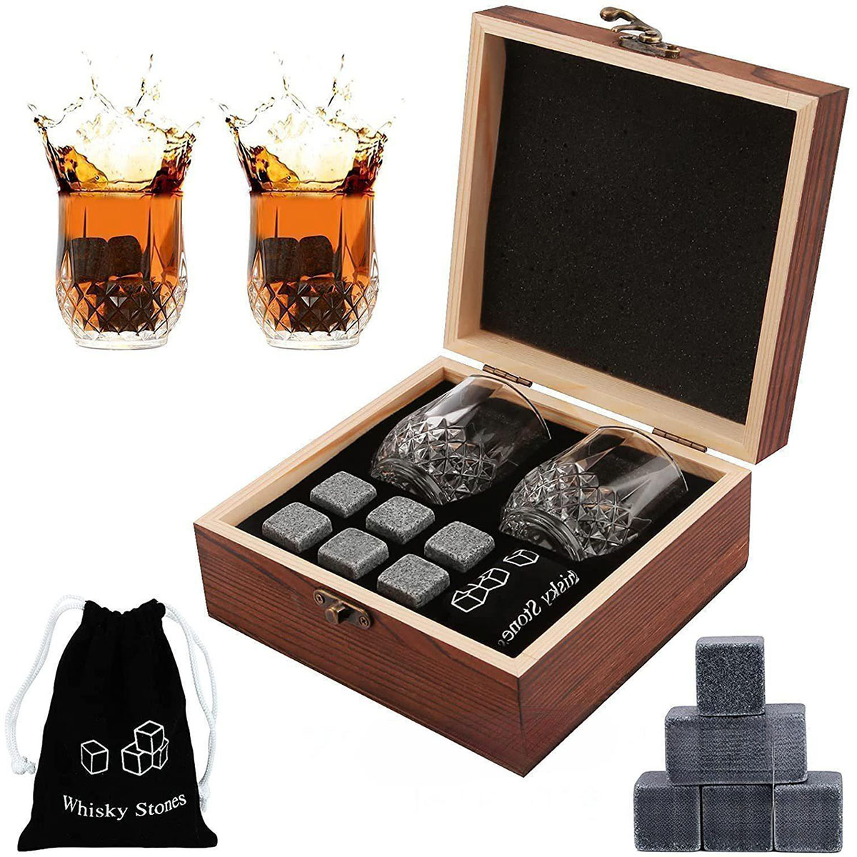 크리스마스 발렌타인 선물 위스키 돌 안경 세트 나무 병 - Whiskey Stone Set 리뷰 및 가격